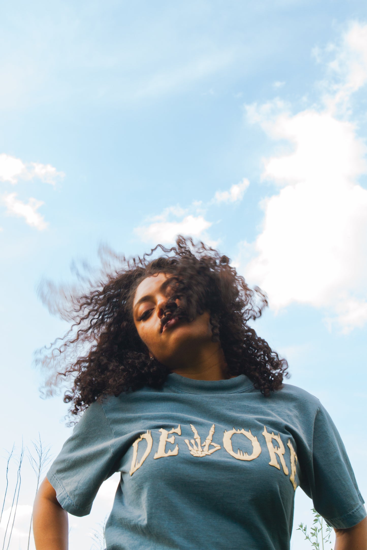 Devore Blue & Cream Statement Tee