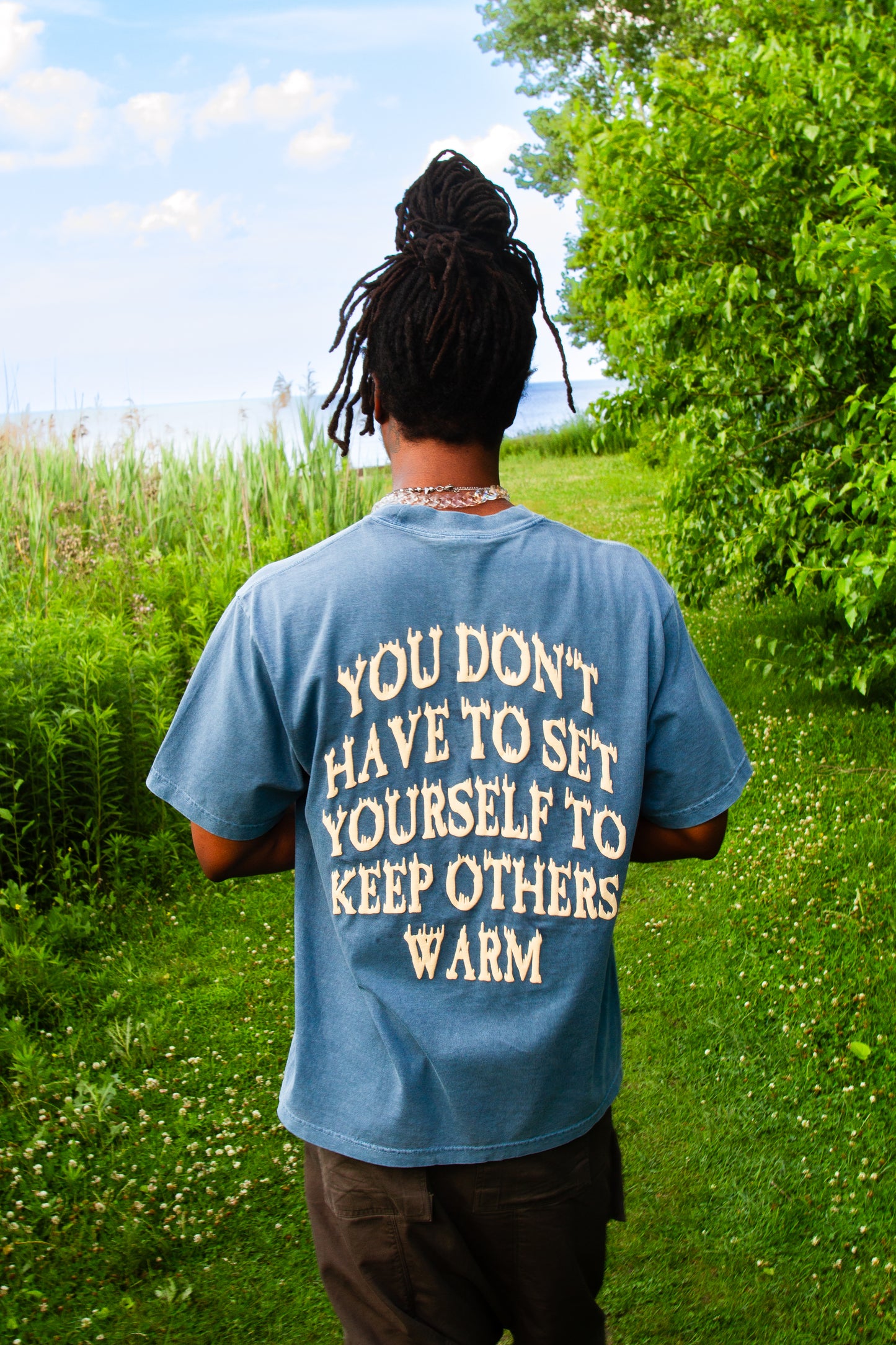 Devore Blue & Cream Statement Tee